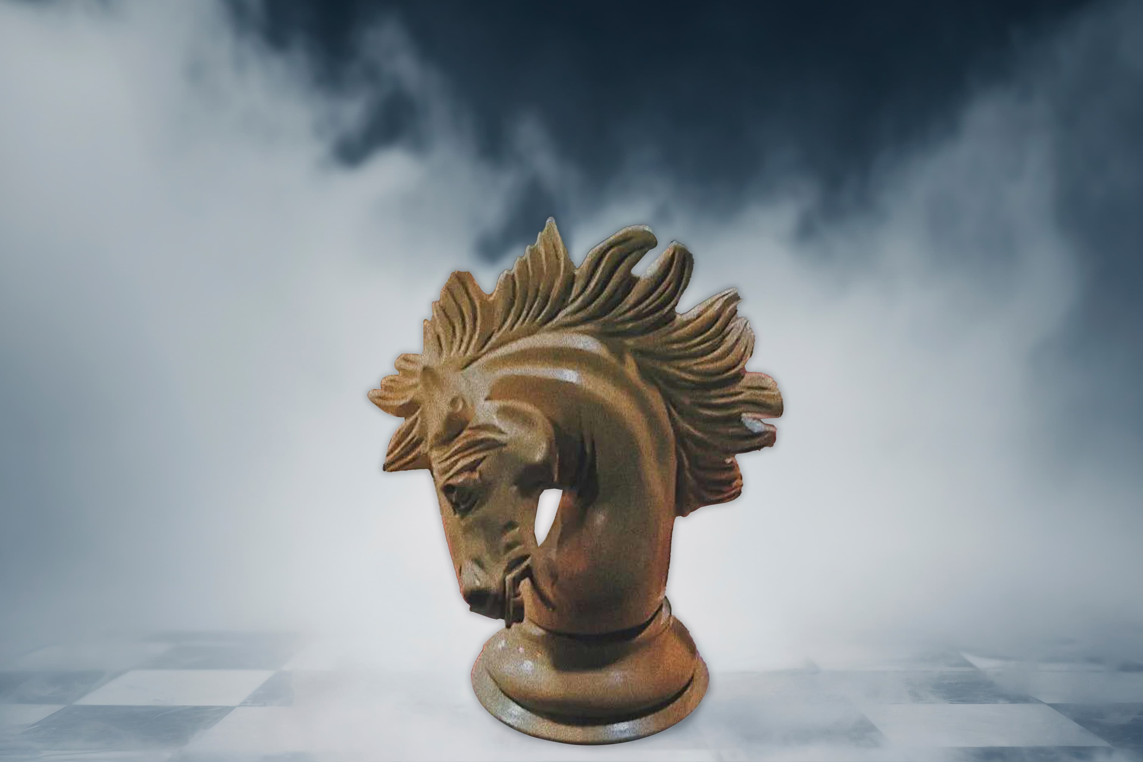 Craftsmanship of Chess Knight carving by Amritsar Craftsman